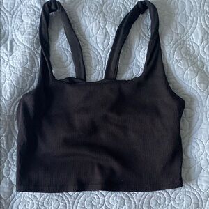 ALO Yoga Black Ribbed Crop Tank